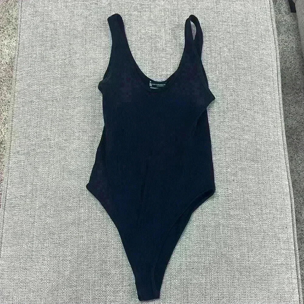Zara Ribbed Tank Black Bodysuit